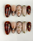 Set of decorative false nails with tortoiseshell and floral 