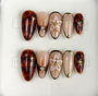 Set of decorative false nails with tortoiseshell and floral 